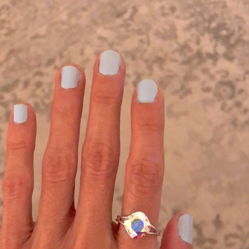 Aurora Borealis + Silver Cushion Cut Crystal Ring